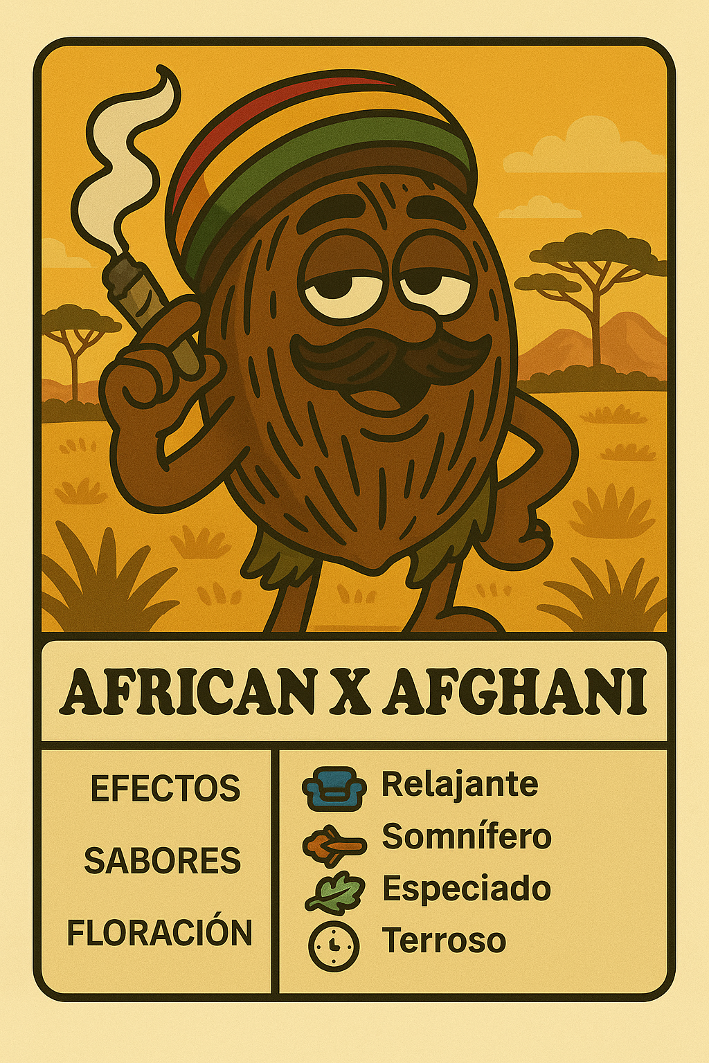 Semillas African x Afghani con efecto equilibrado y sabor especiado