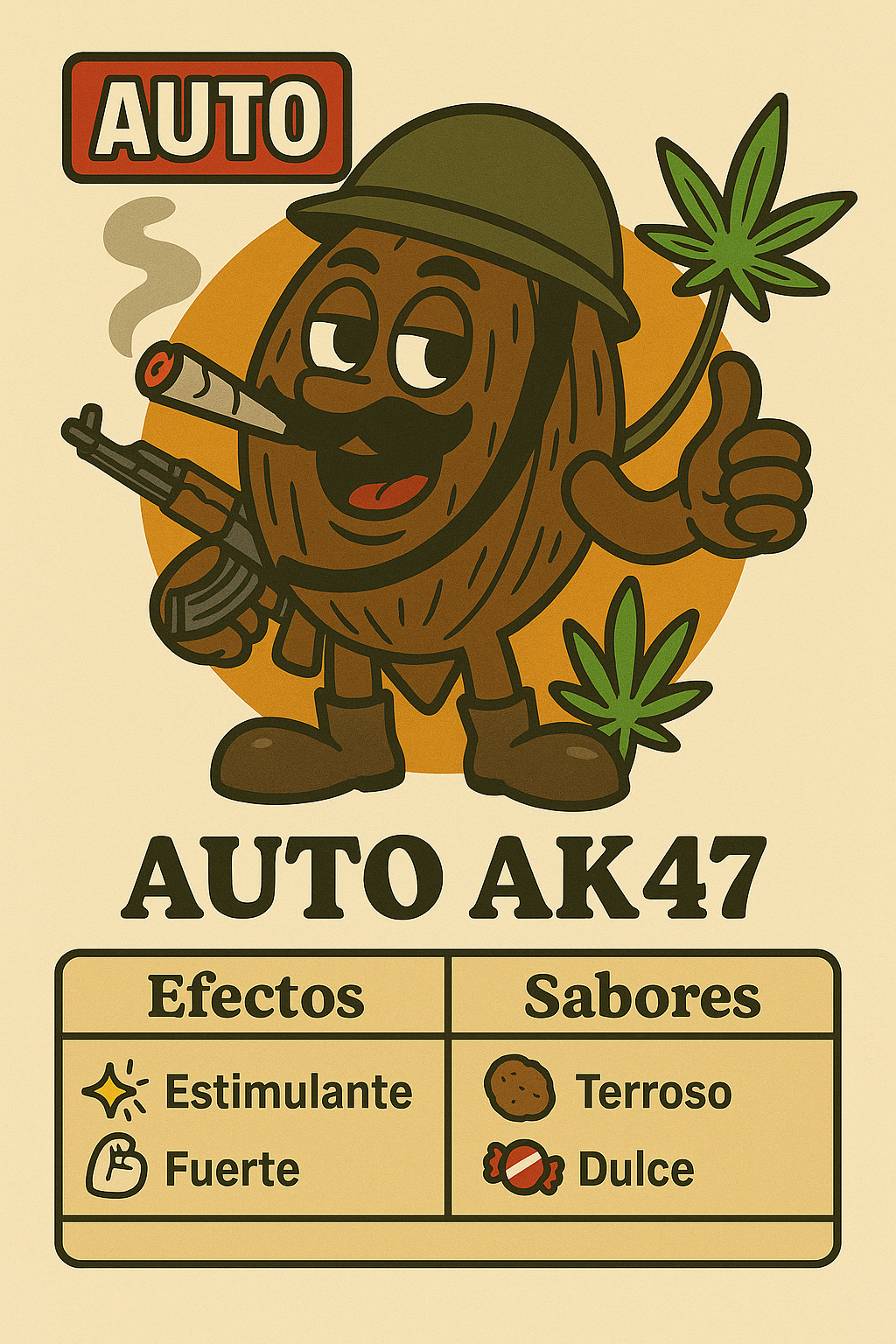 Semillas Auto AK47 con efecto equilibrado y sabor terroso especiado