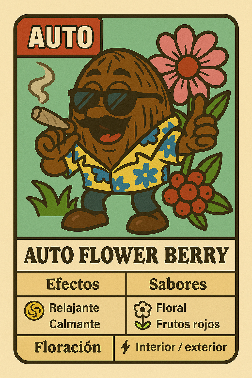 Semillas Auto Flower Berry con aroma floral y frutos rojos y efecto suave