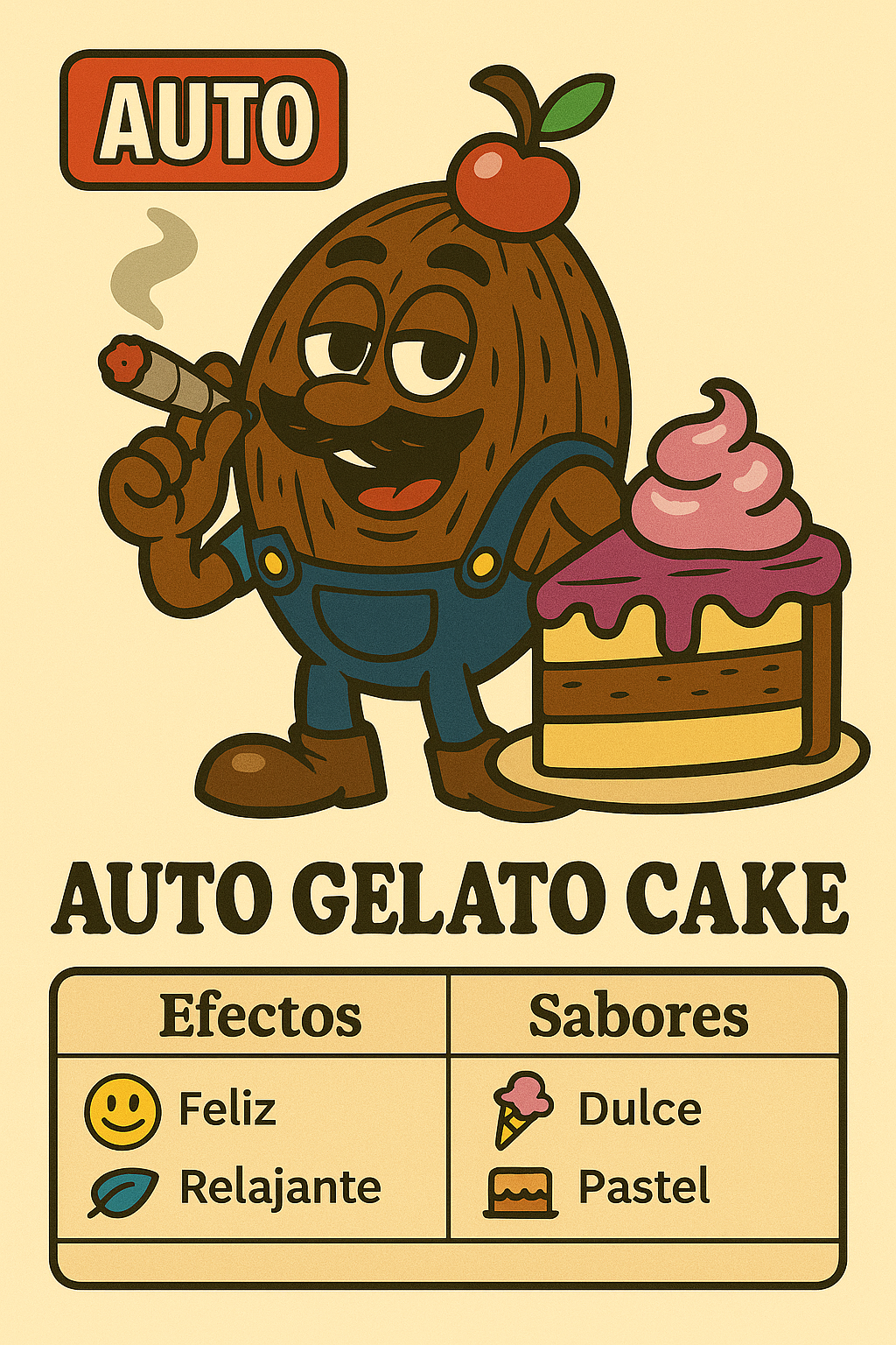 Semillas Auto Gelato Cake con sabor dulce cremoso y efecto alegre y calmado