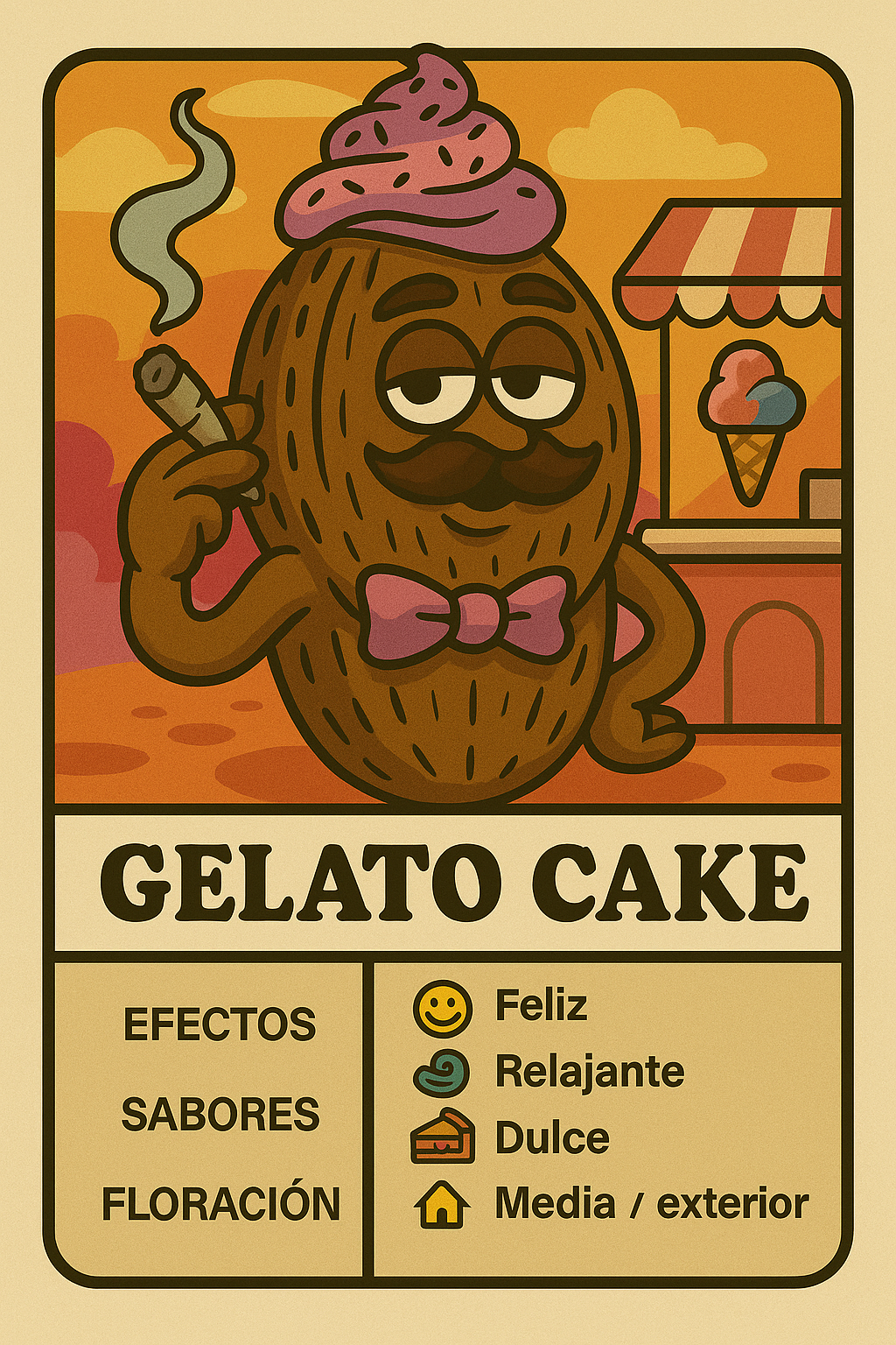 Semillas Gelato Cake con sabor a vainilla y cereza y efecto eufórico