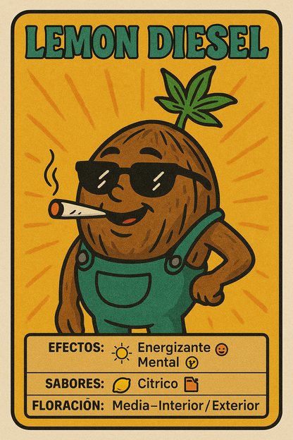 Semillas Lemon Diesel feminizadas – sabor cítrico con efecto equilibrado | semillasdemarihuanabaratas.com
