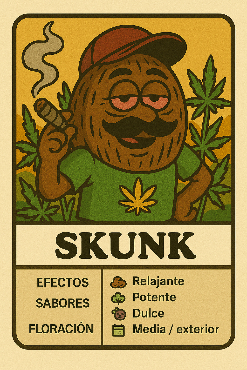 Semillas Skunk con aroma intenso y efecto equilibrado clásico